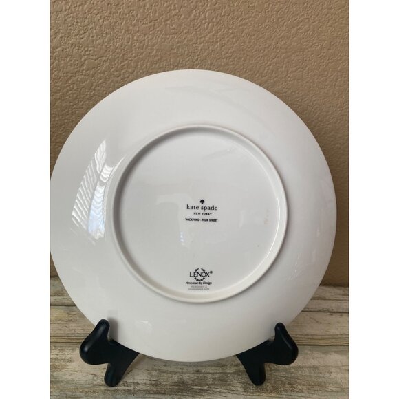 Kate Spade Lenox Wickford Felix Street Green Stripe Dinner Plates Set of 2 - Picture 6 of 9